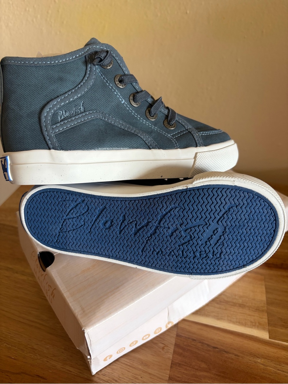 Kids High-Top Canvas Sneakers in Teal Blue